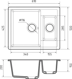 Мойка кухонная GranFest CLASSIC Q-610K иней